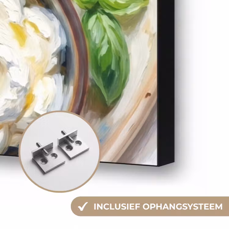 Eten - Tomaat - Brood - Kleurrijk - Keuken Textielframe zwart klein -USP_ophangsysteemNL