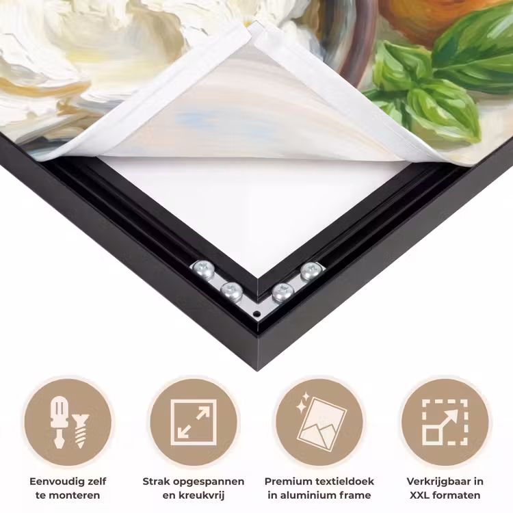 Eten - Tomaat - Brood - Kleurrijk - Keuken Textielframe zwart klein -USP_feed_closeupNL