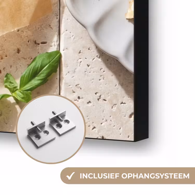 Eten - Tomaten - Basilicum - Maaltijd - Vers Textielframe zwart klein -USP_ophangsysteemNL