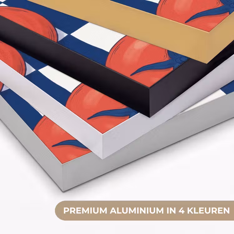 Eten - Tomaten - Keuken - Illustratie - Rood-Blauw Textielframe zwart klein -USP_kleurenNL