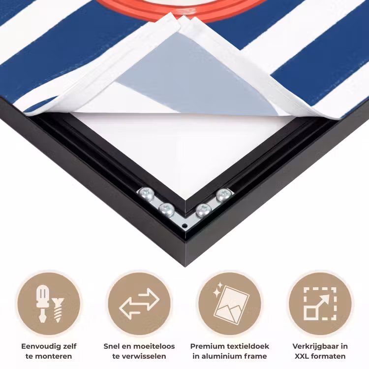 Eten - Vis - Blik - Illustratie - Rood Textielframe zwart klein -USP_closeupNL