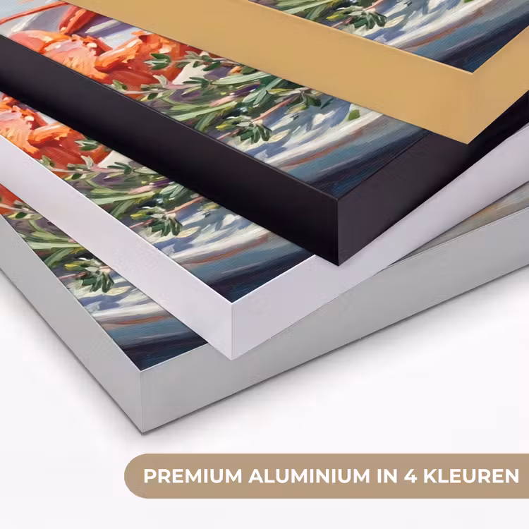 Eten - Zee - Kust - Modern - Blauw Textielframe zwart klein -USP_kleurenNL