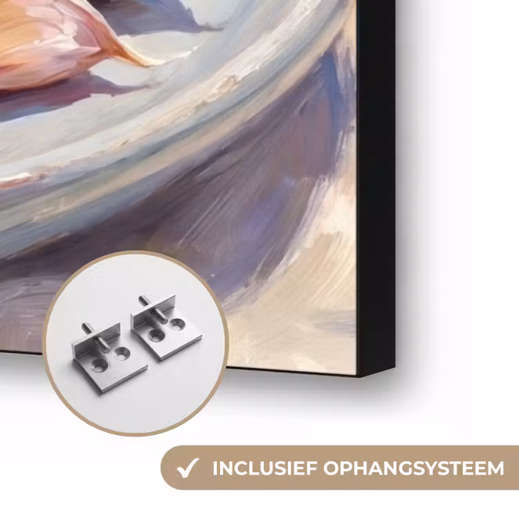 Eten - Zee - Kust - Modern - Blauw Textielframe zwart klein -USP_ophangsysteemNL