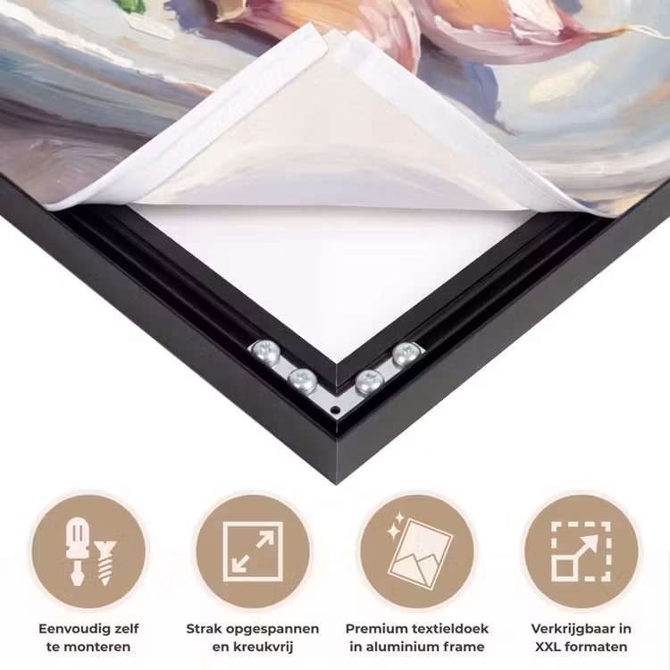 Eten - Zee - Kust - Modern - Blauw Textielframe zwart klein -USP_feed_closeupNL