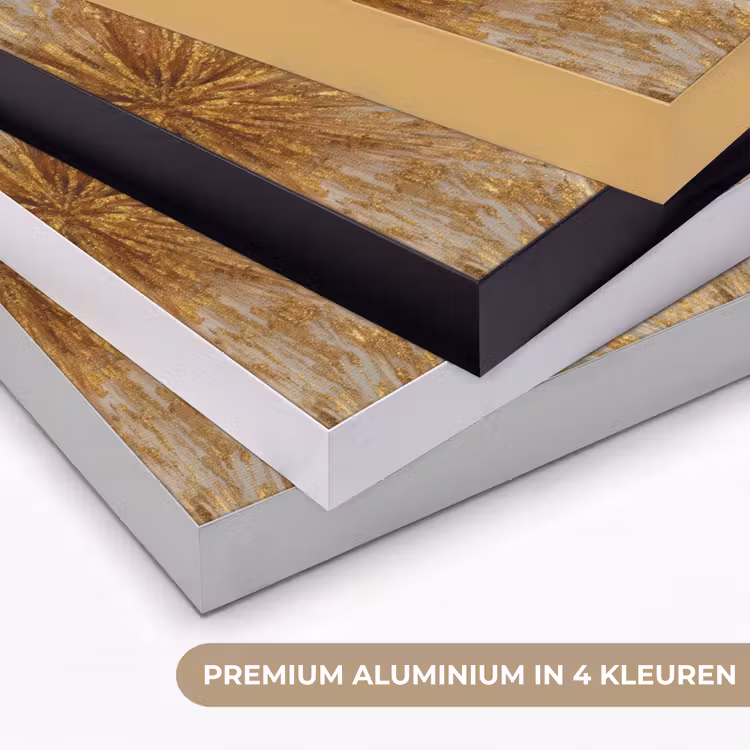 Explosie - Abstract - Goud - Wit Textielframe zwart klein 947 -USP_kleurenNL