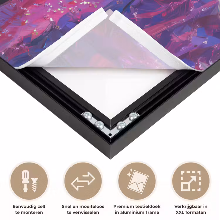Expressief - Microfoon - Paars Textielframe zwart klein -USP_closeupNL