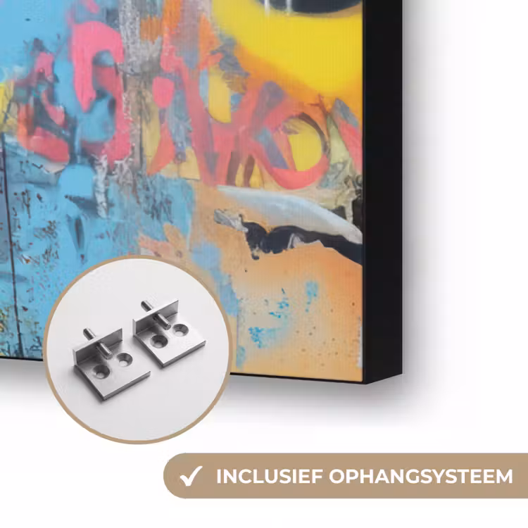 Expressief - Milkshake - Vrouw - Felle kleuren Textielframe zwart klein -USP_ophangsysteemNL