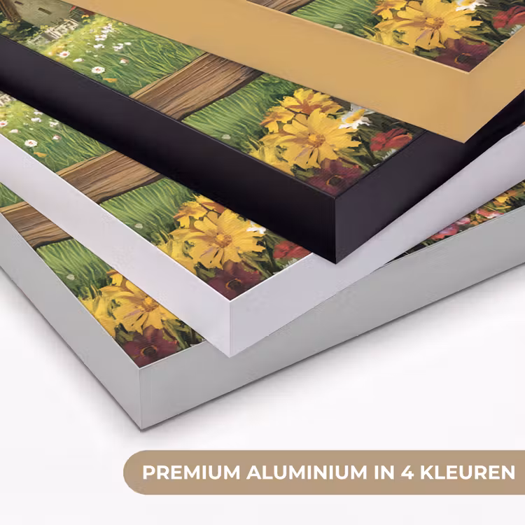 Ezels - Bloemen - Zomers Textielframe zwart klein -USP_kleurenNL