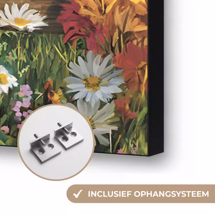 Ezels - Bloemen - Zomers Textielframe zwart klein -USP_ophangsysteemNL