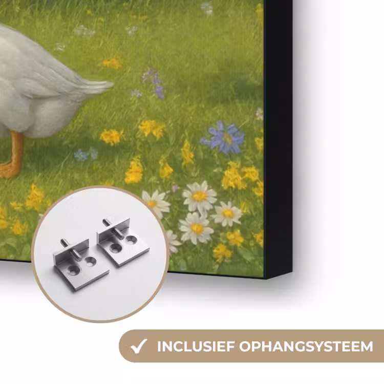 Ezels - Ganzen - Kleurrijk Textielframe zwart klein -USP_ophangsysteemNL