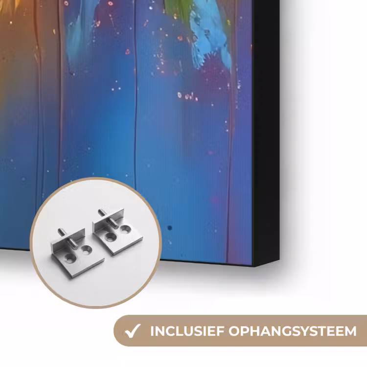Fantasiebloemen - Verf - Speels Textielframe zwart klein -USP_ophangsysteemNL