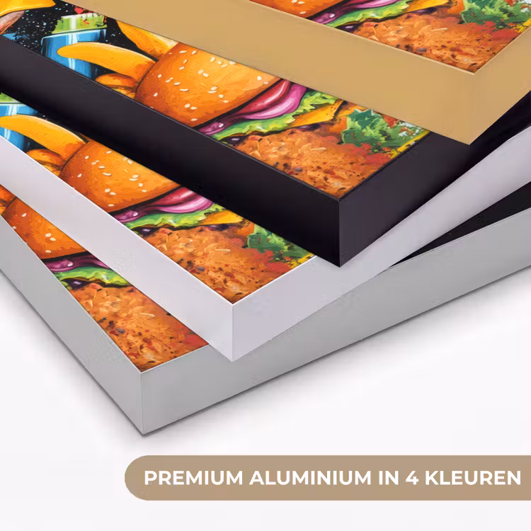 Fastfood - Graffiti - Hamburger - Eten - Modern Textielframe zwart klein -USP_kleurenNL
