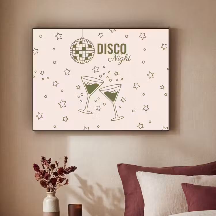 Feest - Disco - Drank - Illustratie - Groen Textielframe zwart klein -sfeer1