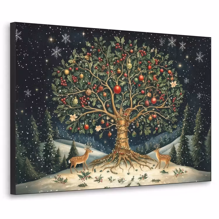 Feestboom - Winterhemel - Kleurrijk Textielframe - compleet frame klein -3d