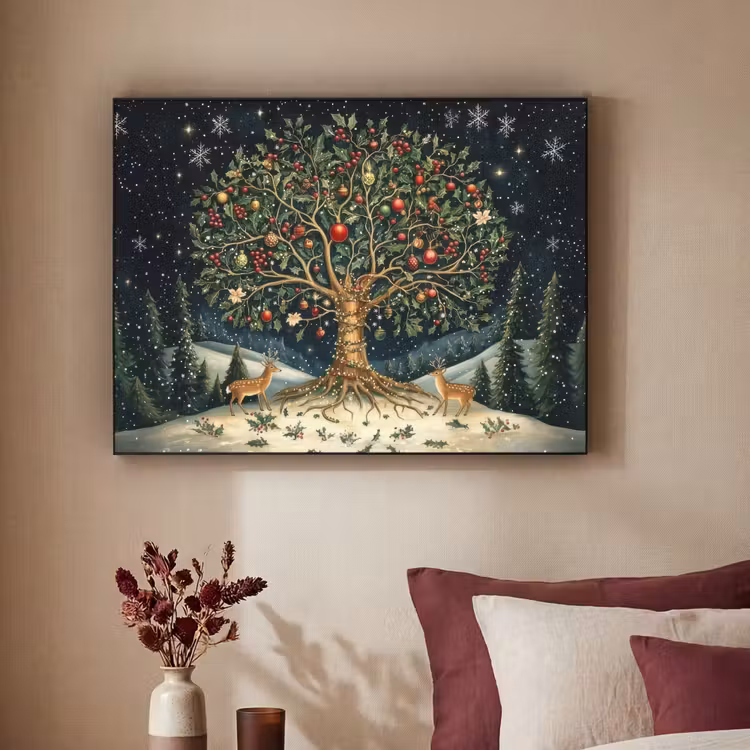 Feestboom - Winterhemel - Kleurrijk Textielframe - compleet frame klein -sfeer1