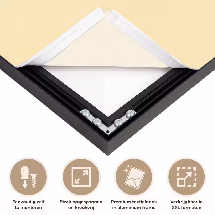 Felgeel - Vis - Strepen - Vinnen Textielframe zwart klein -USP_feed_closeupNL