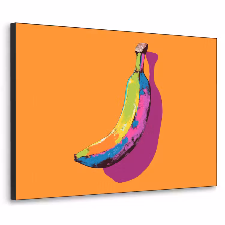 Felle kleuren - Banaan - popart Textielframe - compleet frame klein -3d