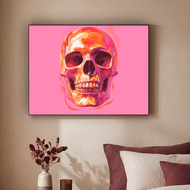 Felroze - Tanden - Schedel Textielframe zwart klein -sfeer1