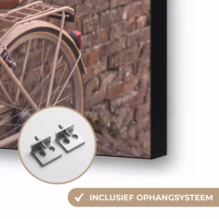 Fiets - Bloemen - Toscane - Landschap - Roze Textielframe zwart klein -USP_ophangsysteemNL