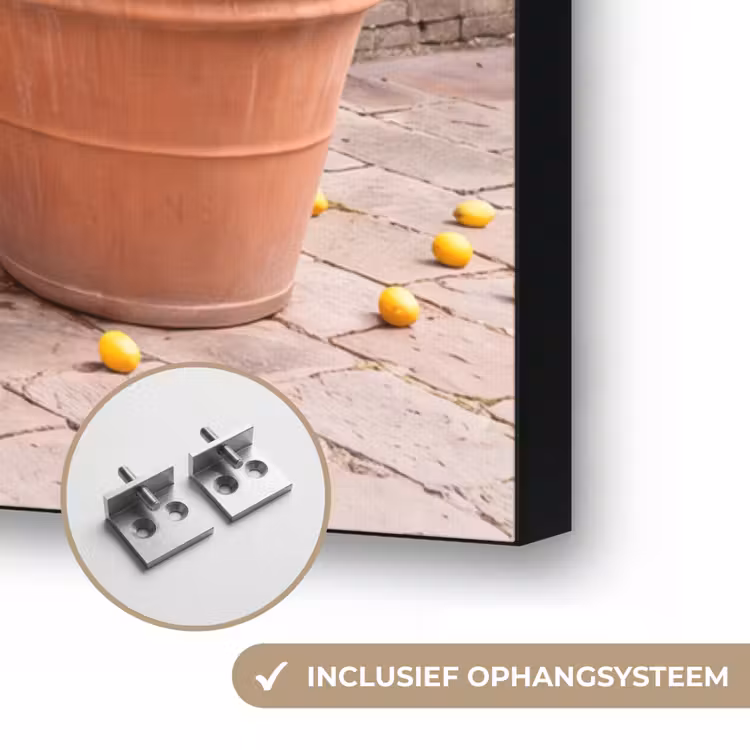 Fiets - Mand - Eten - Geel - Zomer Textielframe zwart klein -USP_ophangsysteemNL