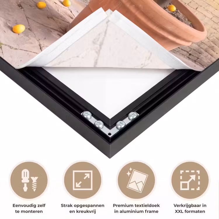 Fiets - Mand - Eten - Geel - Zomer Textielframe zwart klein -USP_feed_closeupNL