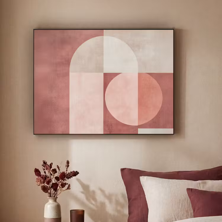 Figuren - Abstract - Roze Textielframe zwart klein -sfeer1