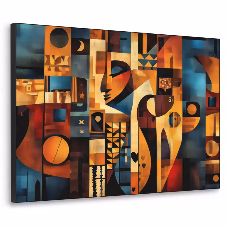 Figuren - Abstract - Symbolen Textielframe zwart klein -3d