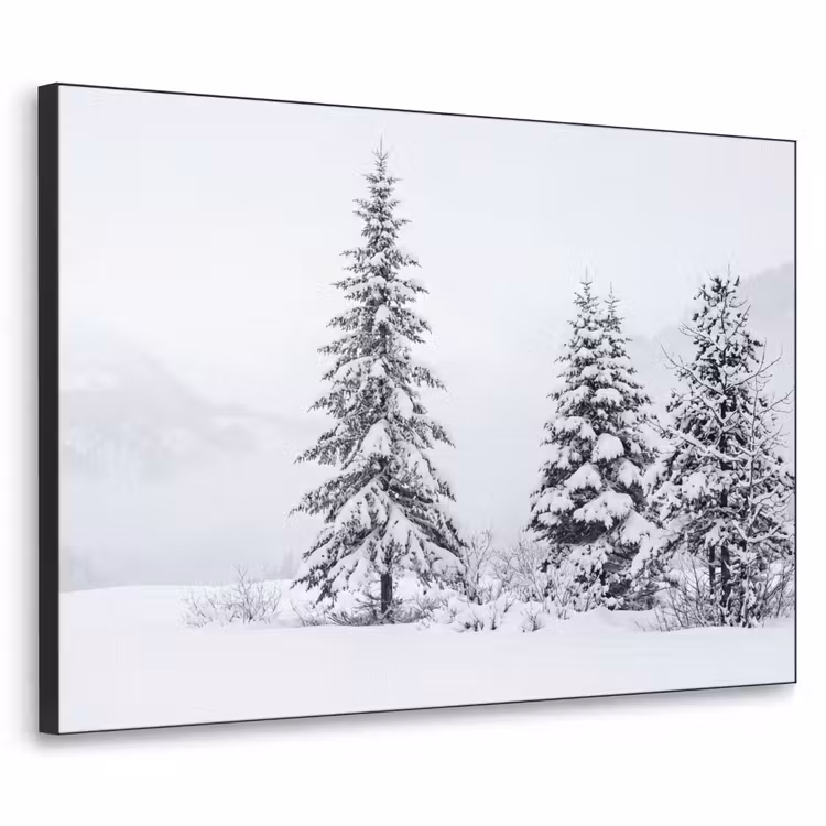 Fijnsparren - Sneeuw - Winter - Landschap - Stilte Textielframe zwart klein -3d
