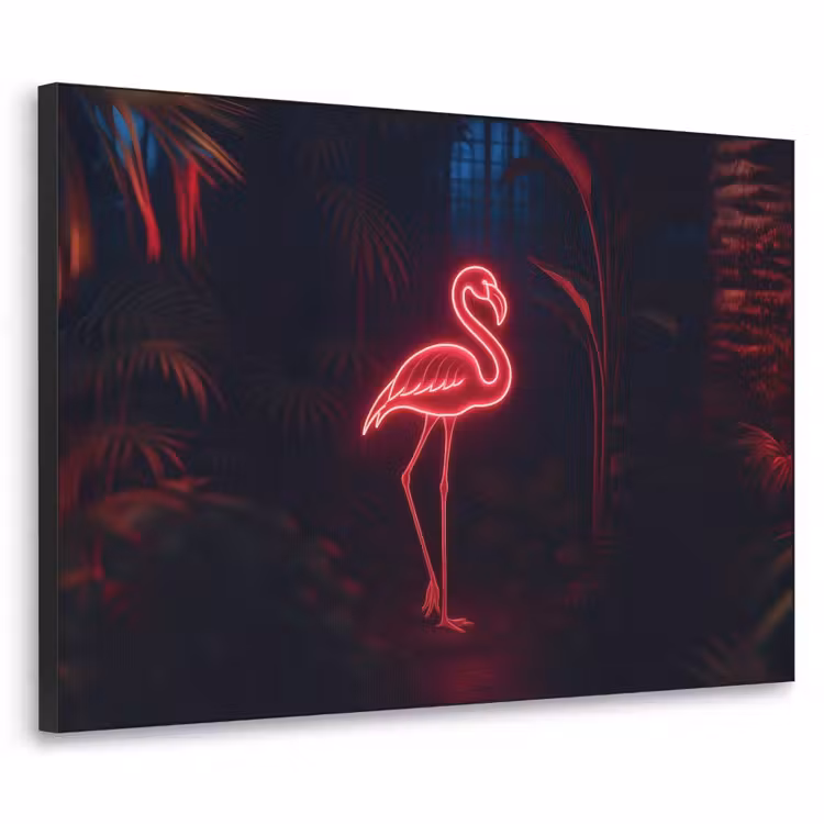 Flamingo - Roze - Neon - Licht Textielframe - compleet frame klein -3d