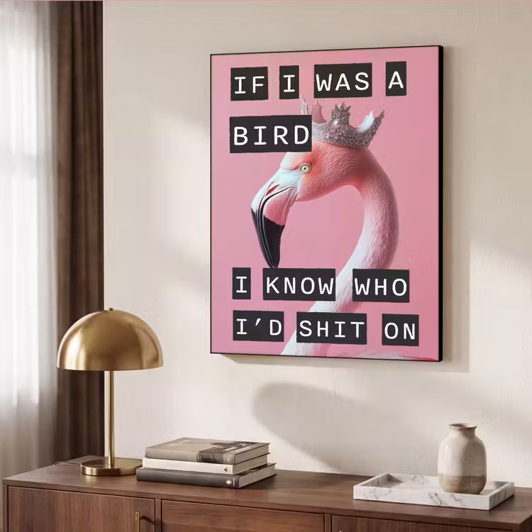 Flamingo - Roze - Vogel - Decoratie Textielframe - compleet frame klein -sfeer3