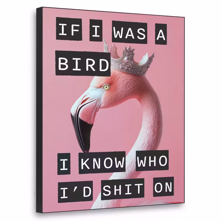 Flamingo - Roze - Vogel - Decoratie Textielframe zwart klein -3d