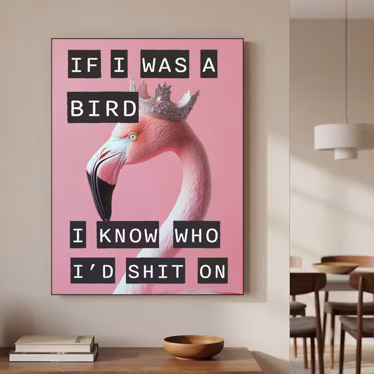 Flamingo - Roze - Vogel - Decoratie Textielframe - compleet frame klein -sfeer2