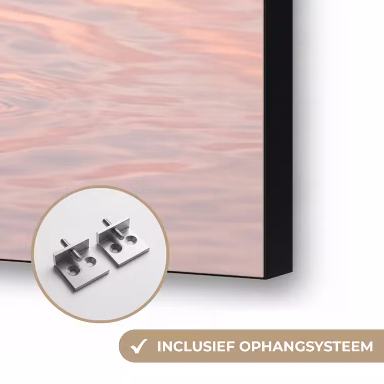 Flamingo - Water - Roze Textielframe zwart klein -USP_ophangsysteemNL