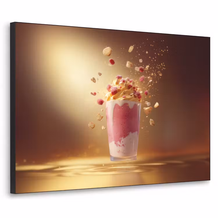 Framboos - Smoothie - Drinken - Roze Textielframe - compleet frame klein -3d