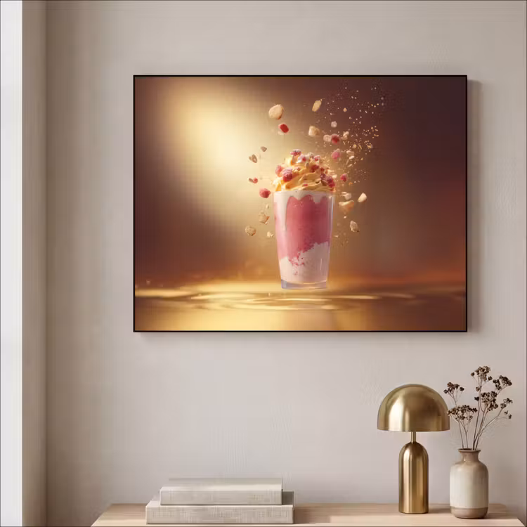 Framboos - Smoothie - Drinken - Roze Textielframe - compleet frame klein -sfeer2