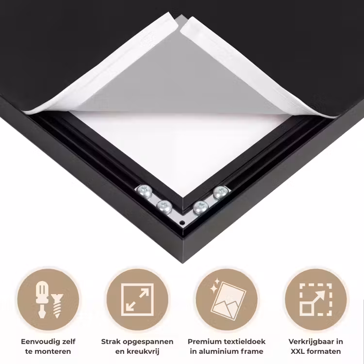 Friet - Goud - Chrome - Eten Textielframe zwart klein -USP_feed_closeupNL