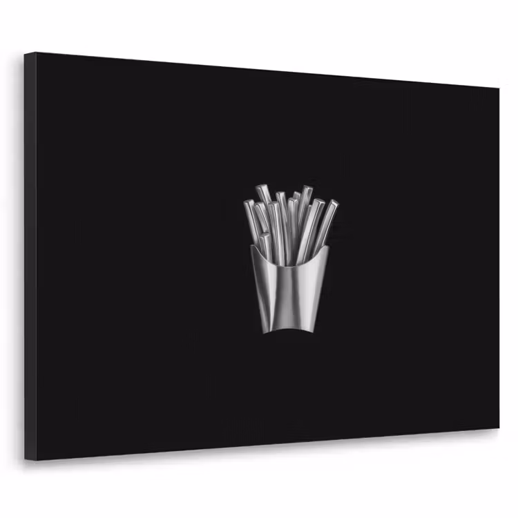 Frietjes - Futuristisch - Zilver Textielframe - compleet frame klein -3d