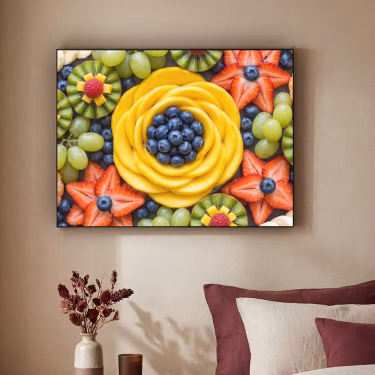 Fruit - Arrangement - Gezond - Kleurrijk - Eten Textielframe zwart klein -sfeer1