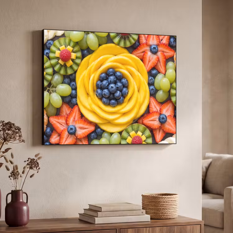 Fruit - Arrangement - Gezond - Kleurrijk - Eten Textielframe zwart klein -sfeer3
