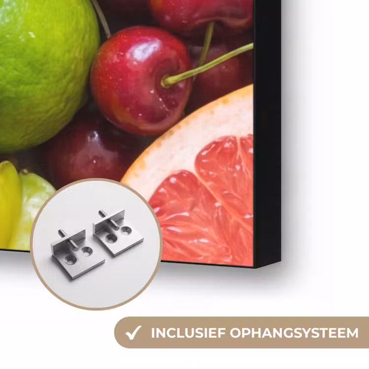 Fruit - Assortiment - Vers - Gezond - Kleurrijk Textielframe zwart klein -USP_ophangsysteemNL