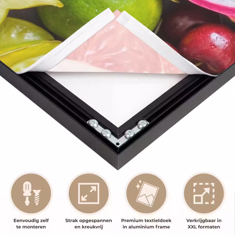 Fruit - Assortiment - Vers - Gezond - Kleurrijk Textielframe zwart klein -USP_feed_closeupNL
