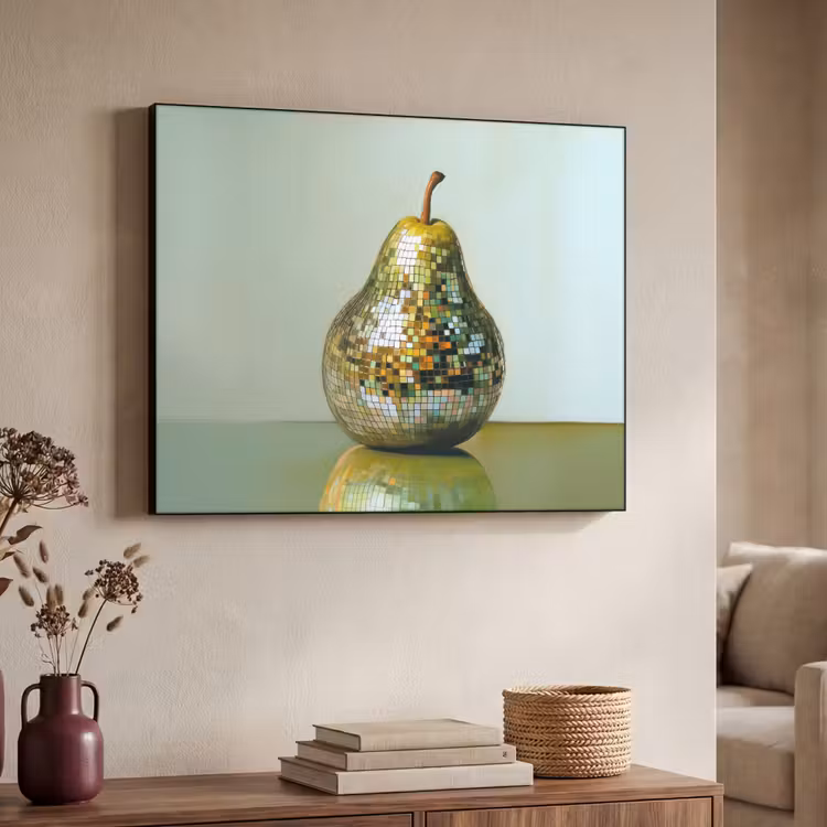 Fruit - Disco - Art - Glitter Textielframe zwart klein -sfeer3