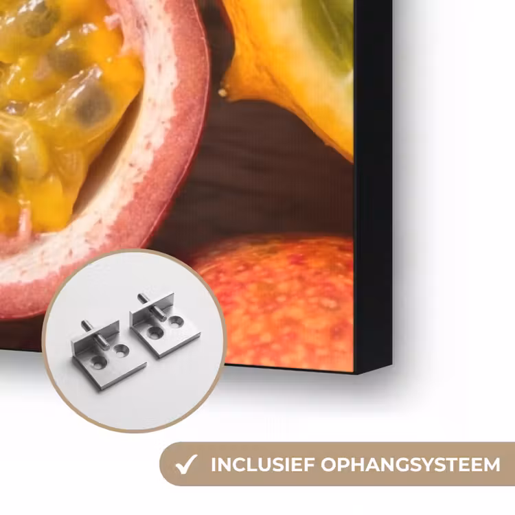 Fruit - Geopend - Tropisch - Eten - Kleurrijk Textielframe zwart klein -USP_ophangsysteemNL