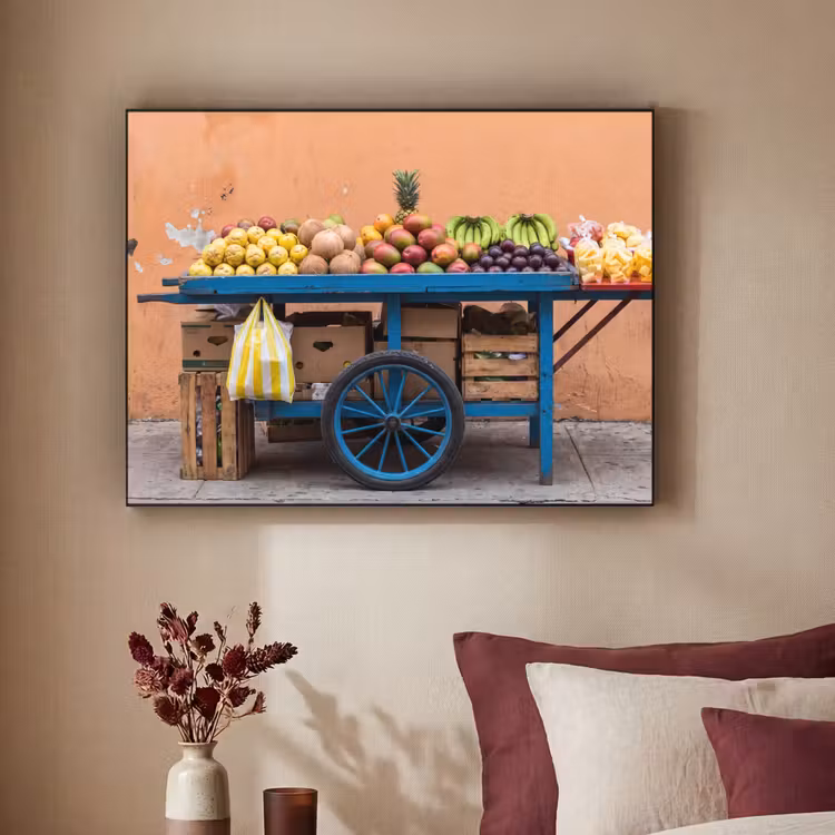 Art frame - Fruit - Kar - Straat - Fruit - Kar - Straat Textielframe zwart klein
