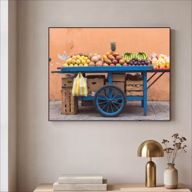 Art frame - Fruit - Kar - Straat - Fruit - Kar - Straat Textielframe zwart klein