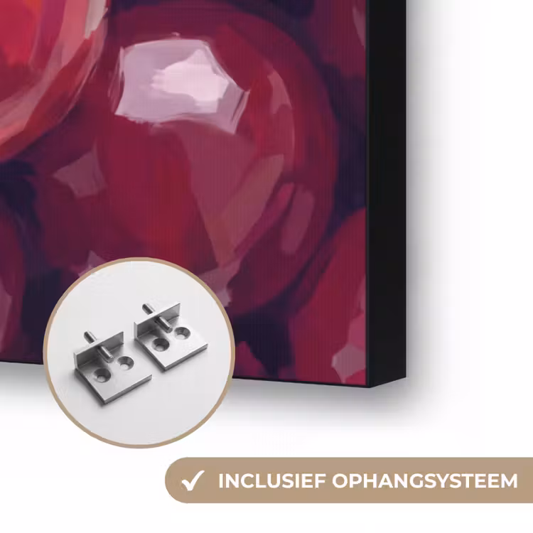 Fruit - Kersen - Eten - Modern - Rood Textielframe zwart klein -USP_ophangsysteemNL