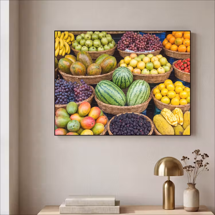 Art frame - Fruit - Markt - Kleurrijk - Fruit - Markt - Kleurrijk Textielframe zwart klein