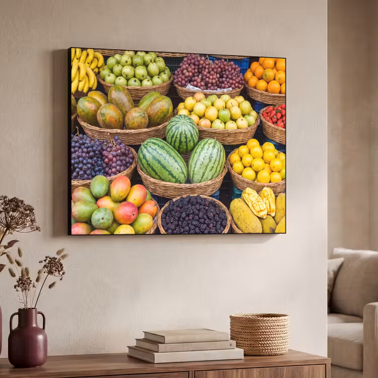 Art frame - Fruit - Markt - Kleurrijk - Fruit - Markt - Kleurrijk Textielframe zwart klein