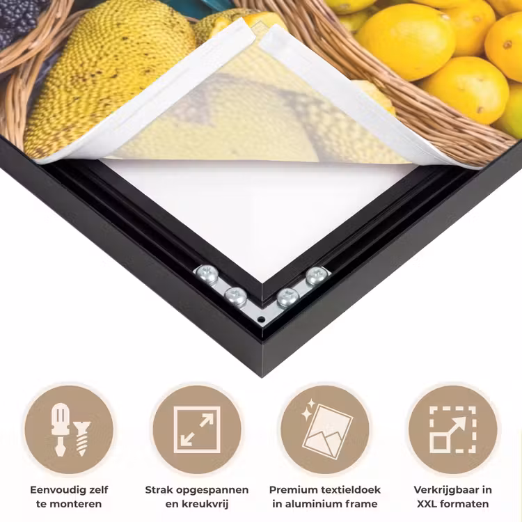 Art frame - Fruit - Markt - Kleurrijk - Fruit - Markt - Kleurrijk Textielframe zwart klein