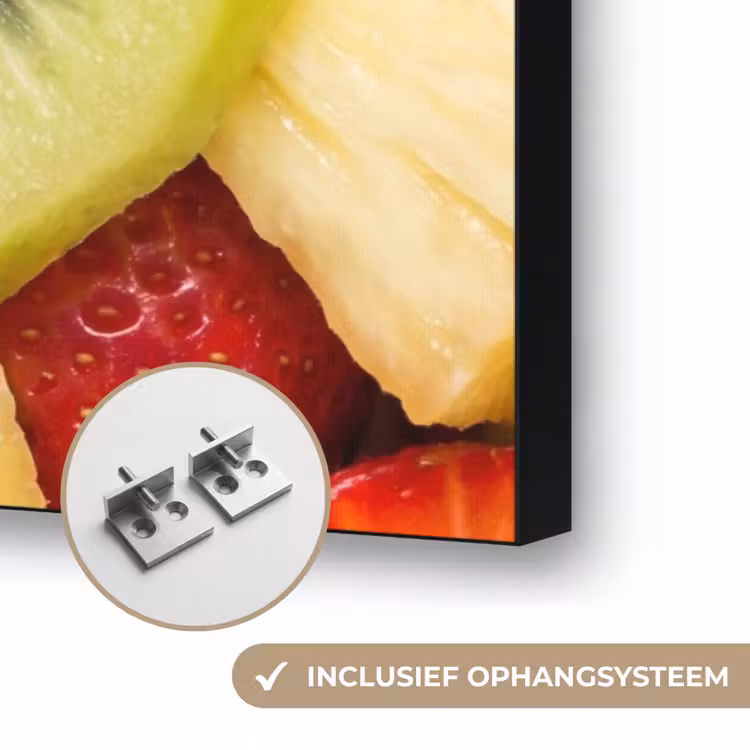 Fruit - Plakjes - Eten - Kleurrijk Textielframe zwart klein -USP_ophangsysteemNL